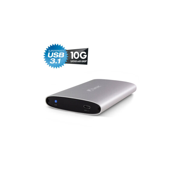 FANTEC ALU-25U31 2,5" USB 3.1 Aluminium Gehäuse für SATA HDD/SSD, silber