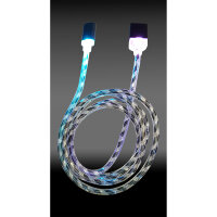 LC-Power LC-C-USB-MICRO-1M-8 USB A zu Micro-USB Kabel, schwarz/silber beleuchtet, 1m