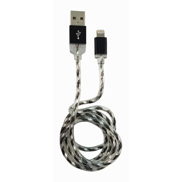 LC-Power LC-C-USB-Lightning-1M-8 (MFI) USB A zu Lightning Kabel, schwarz/silber, 1m