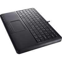 Perixx PERIBOARD-510 H PLUS DE, Mini USB-Tastatur, Touchpad, Hub, schwarz