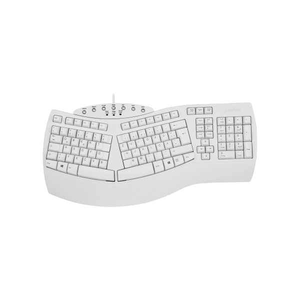 Perixx PERIBOARD-512 DE, Ergonomische USB-Tastatur, weiß