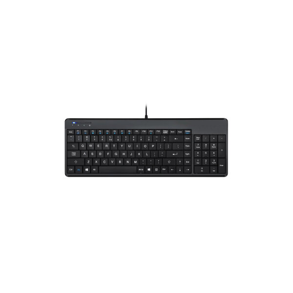 Perixx PERIBOARD-220 H, DE, Kompakte USB-Tastatur, Hub, schwarz