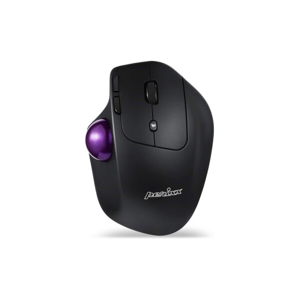 Perixx PERIMICE-720, kabellose 2.4 GHz und Bluetooth ergonomische Trackball Maus, anpassbarer Winkel, 2 DPI Level, schwarz