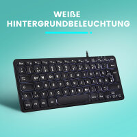 Perixx PERIBOARD-332B DE, Mini-Tastatur, USB kabelgebunden, Hintergrundbeleuchtung, schwarz