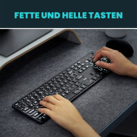 Perixx PERIBOARD-718B DE, Tastatur Wireless, mit Hintergrundbeleuchtung, schwarz