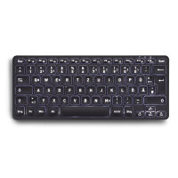 Perixx PERIBOARD-732B DE, Mini-Tastatur Wireless, mit Hintergrundbeleuchtung, schwarz