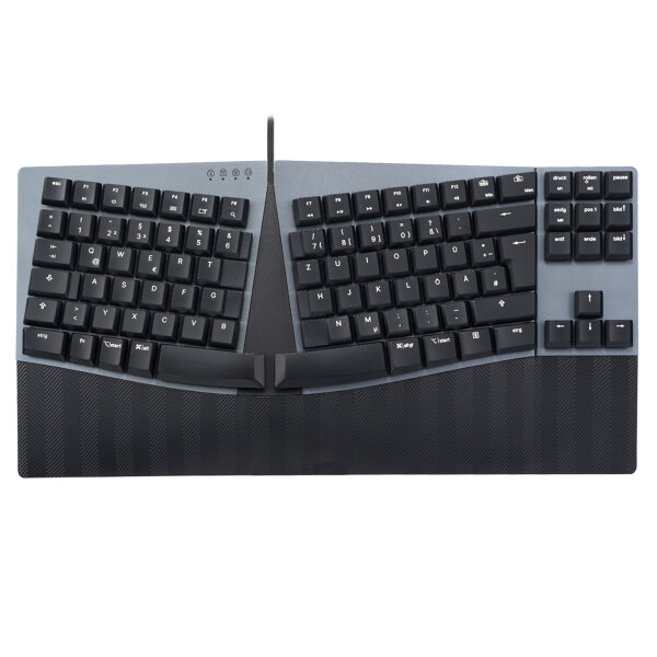 Perixx PERIBOARD-335 DE BR, Kabelgebundene ergonomische mechanische kompakte Tastatur - flache braune taktile Schalter