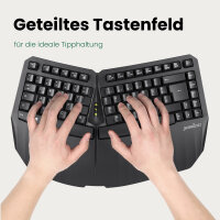 Perixx PERIBOARD-613 DE B, Kabellose kompakte ergonomische Tastatur, schwarz