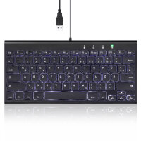 Perixx PERIBOARD-429 DE, kabelgebunden, USB Mini Tastatur mit Hintergrundbeleuchtung, schwarz